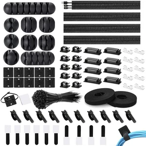 Hot Selling 173 Pcs Cord Organizer Cable Sleeve Split Self Adhesive Clips Holder Cables Ties Cable Management Kit
