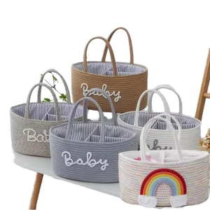 Wholesale Modern Eco-Friendly Cotton Rope Woven Storage Basket Detachable Dry/Wet Separation Inner Baskets Multi-Purpose