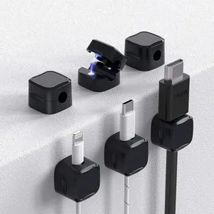 Adjustable Smooth Secure Magnetic ABS Plastic Multifunction Tools Cable Management Cord Holder Black/White Rectangle for Living