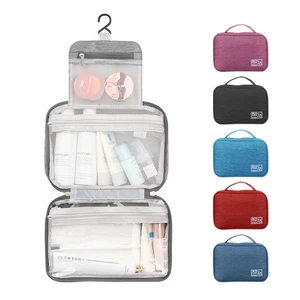 300D Twill Polyester Hanging Toiletry Bag Travel Organizer Storage Cosmetic Bag for Bathroom