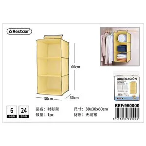 30x30x60 cm Beige 3-Tier Fabric Hanging Closet Organizer Home Organization Tool
