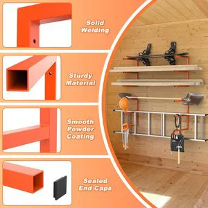 Indoor Garage Carbon Steel Wall Storage Rack-Easy Installation Modern Simplicity Design