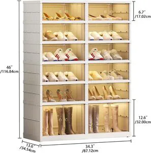 Household Modern Rectangle Plastic Wall Mounted Foldable Shoe Rack Cabinet With Injection-Molded Design