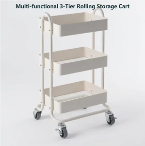 Dining Furniture Modern Mobile Storage Rack Waterproof Steel Shelving Unit Wheels Home Office3 Drawers Multi-Layer Shelf