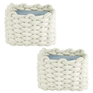 Small Cotton Rope Hand-woven Basket for Storing Cosmetics, Snacks, Toys, Home Decoration, Baby Items and Storage Baskets