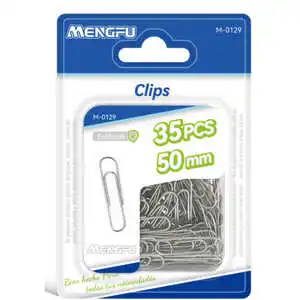 Mengfu Brand Nickel-Plated Paper Clips 50mm Length 35pcs Pack Magnet Office Supplies Organization Model M-0129 Made China