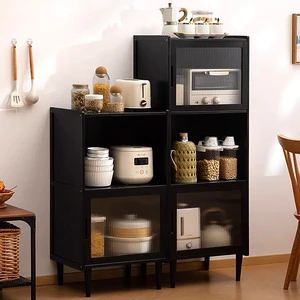 Bamboo Kitchen Storage Rack Organizer Spice Rack Household Supplies Sideboard Cabinet Multi-layer