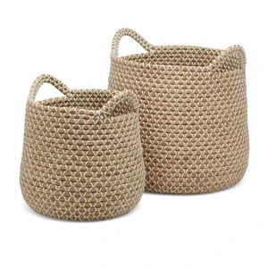 Best Selling Eco-Friendly Seagrass Woven Multifunction Rustic Basket Durable Storage Solution for Modern Living Laundry Use