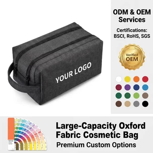 Portable Eco-Friendly Oxford Cloth Makeup Bag Candy Zipper Durable Waterproof Cosmetic Organizer for Travel Multi-Compartment