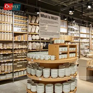 Boutique Household Furniture Store Clothes Stand Miniso Wooden Display Rack Glass Cup Display Shelf Home Decoration Stores