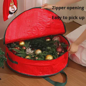 DD4553 Cross-Border New Christmas Tree Storage Bag Round Storage Box with Zipper Dustproof Handbag for Christmas Wreath Gifts