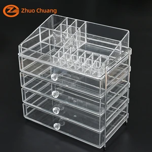 Clear Acrylic Makeup Storage Box Large Capacity Organizer with Multiple Compartments for Cosmetics Brushes Skincare on Dresser