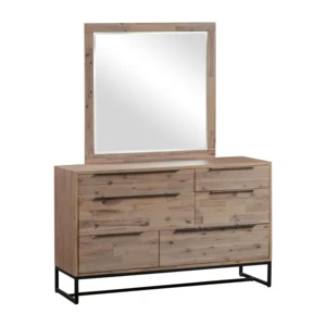 Vietnam Supplier Solid Wood Chest of Drawers Rustic Bedroom Furniture Metal Wooden Dressing Table with Mirror