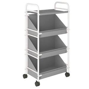 3-Tier Foldable Fabric Stackable Rolling Storage Cart with 4-Wheel Modern Kitchen & Living Room Toys Organizer