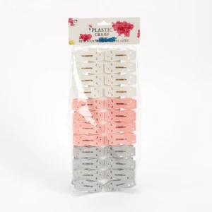 Hot Selling Set of 24 Pcs Wholesale Good Quality Plastic Strong Clothes Pegs Decorative Clips Fashion Colors Laundry Pegs