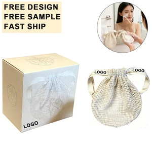 Custom Logo Mesh Pouch with Drawstring Reusable Soap Pouch - Travel Essential Practical Versatile for Shower Soap Storage