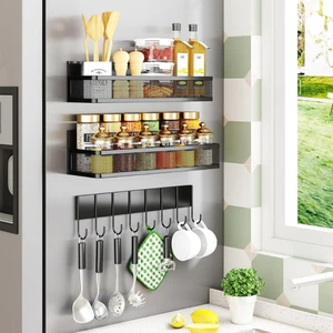 Wall Mounted Metal Spice Rack Shelf for Kitchen Bathroom