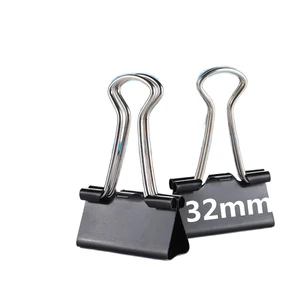 Durable & Stylish 32mm Black Metal Butterfly Binder Clips for Memo & Paper Box Packing