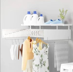 Wall-Mounted Folding Stainless Steel Clothes Airer Extendable Storage Shelf Space-Saving Eco-Friendly for Bathroom Balcony
