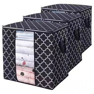 Clear Window Foldable Non-Woven Fabric High Quality Quilt and Clothes Storage Bag with Zipper for Wardrobe Customizable Logo
