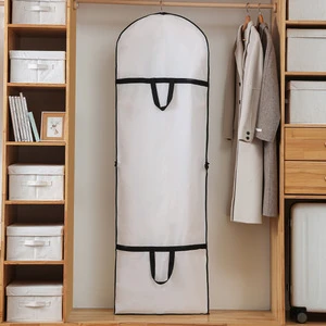 Dust-proof PEVA Material Clothes Cover Household Coat Wedding Dress Dust Bag Thickened Portable Suit Hanging Pocket Foldable
