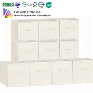 Manufacturer Wholesale Foldable Non-Woven Fabric Storage Cube Bins With Handle For Clothing Organization