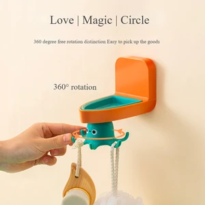 Wall Hook Creative Octopus Self-Adhesive Strong Load-Bearing No Drill Hanger 360 Rotatable Decorative Organizer Home Kitchen