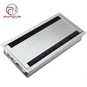 Dual Side Flip-Up Aluminum Cable Cover Double Opening Wire Grommet Organizer for Conference Meeting Table Wiring Accessories