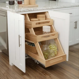 Wood Pullout Shelf Cabinet Organizer Soft Close Pull Out Slide Out Spice Rack for Kitchen Base Cabinets Organizer