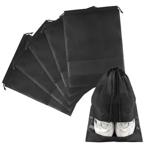 Large Non-Woven Eco-Friendly Reusable Travel Shoe Bag Rope Black Organiser For Men Women Cartoon Shopping Storage Pouch