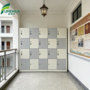 CE Certified Assembled School Locker with Compact Density Fiberboard Electronic & Key Lock 5 Compartments for Student Use