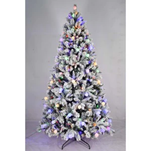 OEM ODM Factory 8ft Flocked Christmas Tree Snow Covered PVC PE Full Shape Indoor Decoracion Navidena Bulk Supply Christmas Tree