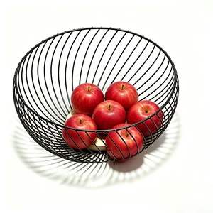 JB Custom Vegetables Fruits Wire Baskets for Storage Metal Wire Basket Organizer with Wood Base Decorative Fruit Baskets