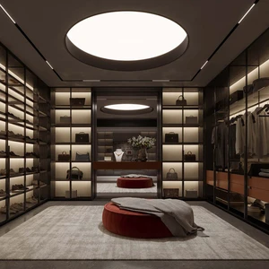 Custom Modern Luxury Freestanding Eco-Friendly Glass Doors Storage Wardrobe Melamine Durable Apartment Bedroom Furniture Walk-in