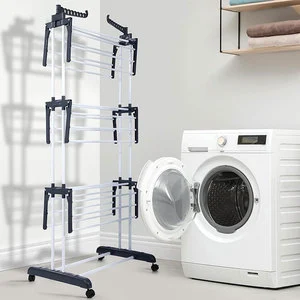 Hot Sale New Model Fashion 3 Tier Metal Clothes Drying Foldable Towel Rack Indoor Multi-Functional Organizer Clothes Drying Rack