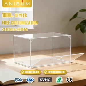 Clear Acrylic Display Shoe Boxes Shop Organizers Display Sneaker Shoe Crates Plastic Storage Shoe Box with Magnetic
