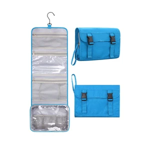 Trifold Bathroom Toilet Bag Large Waterproof Nylon Hanging Cosmetic Bag 360 Degrees Free Rotation Hook Travel Wash Toiletry Bag