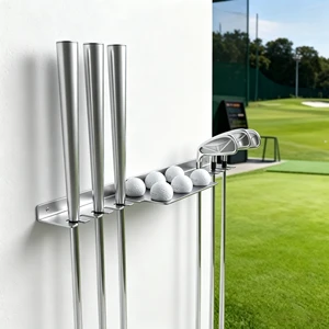Custom CNC Machined Stainless Steel Golf Club Organizer Wall Mounted Storage Rack Metal Ball Tray Garage Display Stand For Clubs