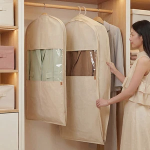 Hanging Cotton Dust Cover with Zippers See-through Compression Moisture-Proof Large Capacity Wardrobe Storage Garment Bag