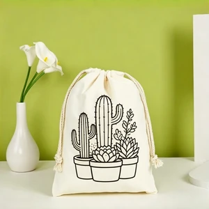 Reusable Cotton Canvas Drawstring Bags, Custom Design Pouch for Gifts, Cosmetics, Jewelry & Coins