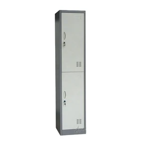 Modern Style Steel 2-Tier Small Wardrobe Metal Storage Cabinet School Locker with Key 2-Door Metal Gym Locker for Offices Use