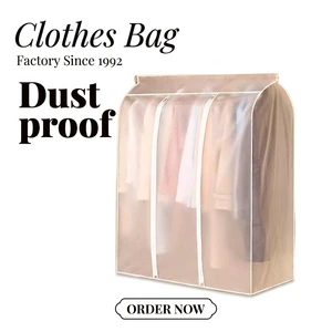Moisture/Dust Proof Peva 3D Foldable Heavy-duty Zipper Space-saving Clothing Garment Rack Cover Hanging Storage Bag Wardrobe