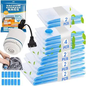 12pcs Portable Vacuum Storage Bag With Pump for Bedding Clothes Stock Space Saver Vacuum Clothes Bags Compressed