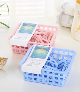 20-Piece Colorful Plastic Clothespin with Hollow Basket Fabric/Cloth Pegs for Wardrobe/Living Room Use