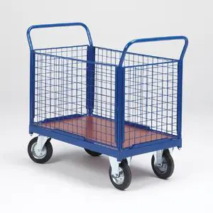 Heavy Duty 500kg Capacity Steel Double Handle Wire Mesh Cage Cart Double Sided Hand Trolley For Warehouse Storage Platform OEM