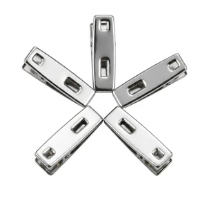 5cm Premium Rolled Edge Stainless Steel Flat Clips For Fabric Protection Non-magnetic Spring Laundry Pegs 20pcs/bag Wholesale
