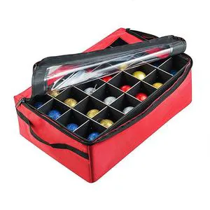 Holiday Red Customized Multipurpos Home Decorative Foldable Cube Fabric Organizer Christmas Ornament Storage Box With Lid