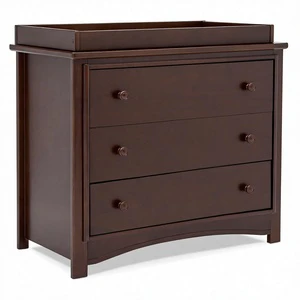 USA Stock Walnut Nursery Dresser with Changing Top 3-Drawer Baby Changer Chest Plywood Soft-Close Ships Fast From Houston USA