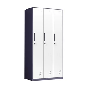 3 Door Steel Locker Storage Cabinet Metal Wardrobe with Lock for Gym Office Staff Changing Room Clothes Storage OEM China