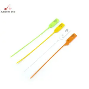 Plastic Seal Security PP+Metal Clips Laser Printed Logo Red Asialockseal 250N Strength 360mm Length Pull Tight Luggage